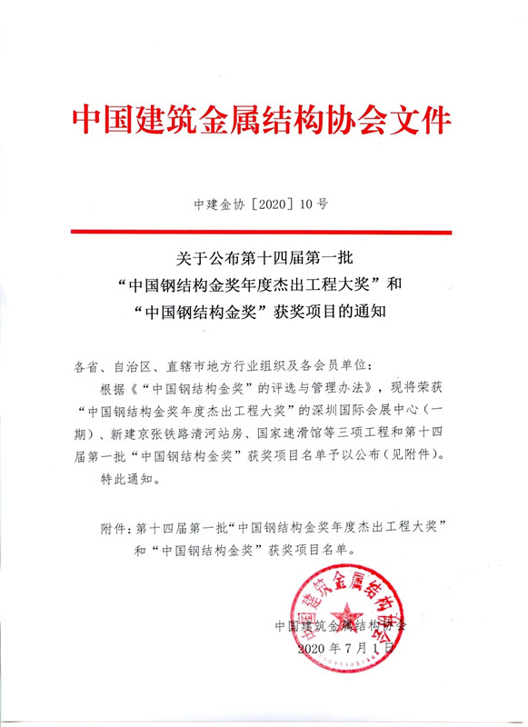 中鐵工業(yè)四個(gè)項(xiàng)目獲“中國鋼結(jié)構(gòu)金獎(jiǎng)” 中鐵工業(yè)四個(gè)項(xiàng)目獲“中國鋼結(jié)構(gòu)金獎(jiǎng)”